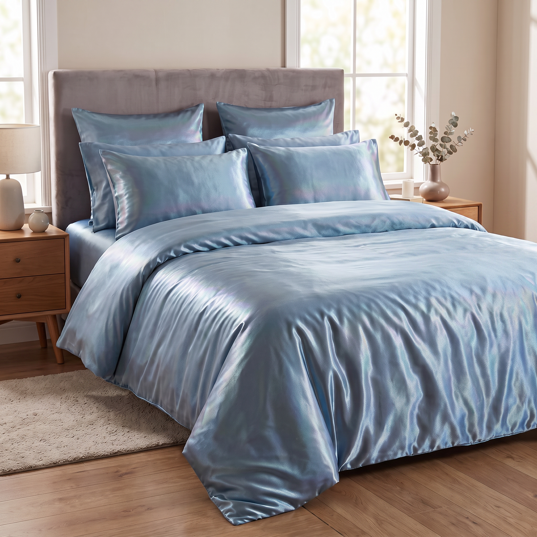 Premium plain silky Duvet Set 6 Pcs