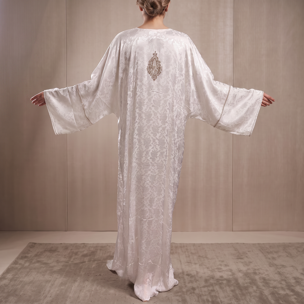 Silky Jacquard Kaftan Elegant Free-Size Luxury Abaya