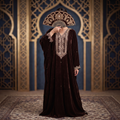 Free Size Royal Burgundy Velvet Crystal Kaftan – 60 Inches Length