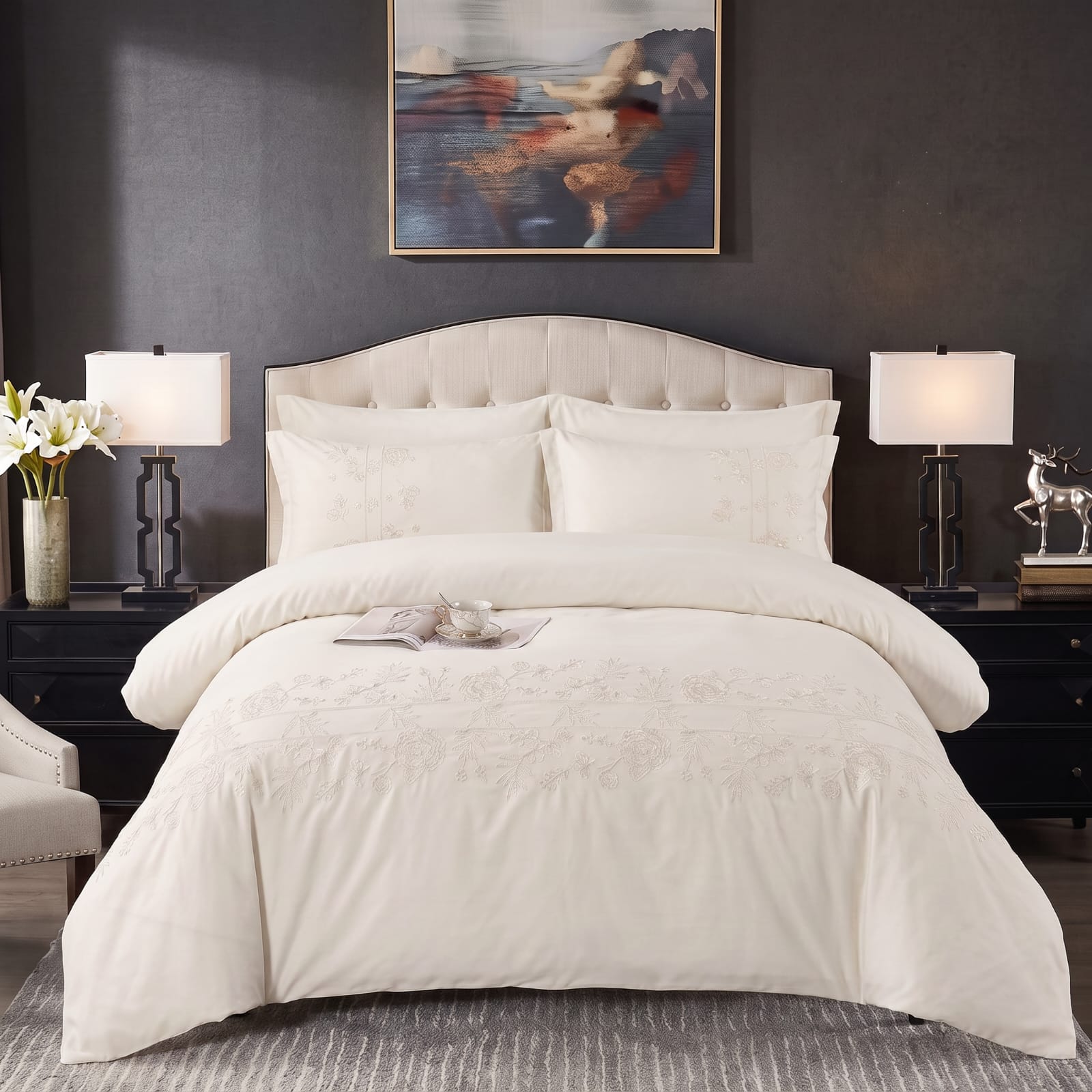 Premium Embroidered Duvet Set 6 Pcs