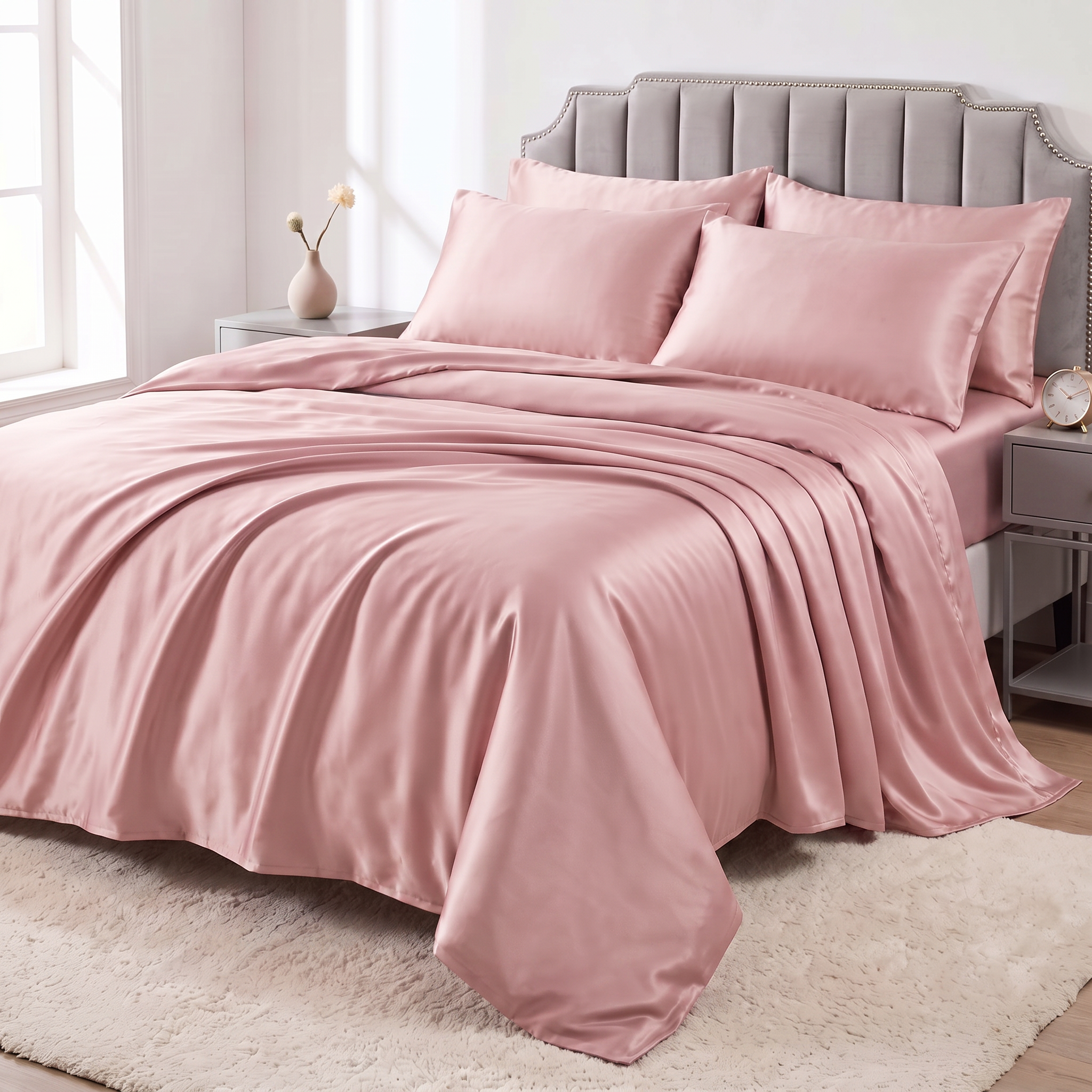 Premium plain silky Duvet Set 6 Pcs