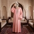 Silky Jacquard Kaftan Elegant Free-Size Luxury Abaya