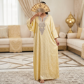 Silky Jacquard Kaftan Elegant Free-Size Luxury Abaya