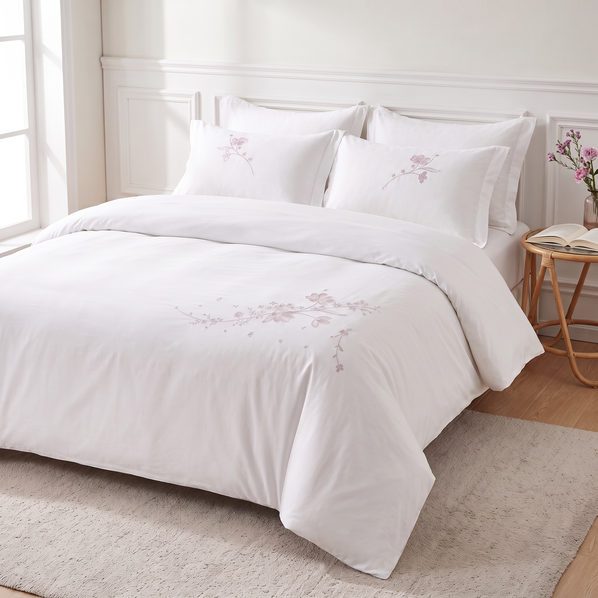 Pure cotton Premium Embroidered Duvet Set 6 Pcs,King size