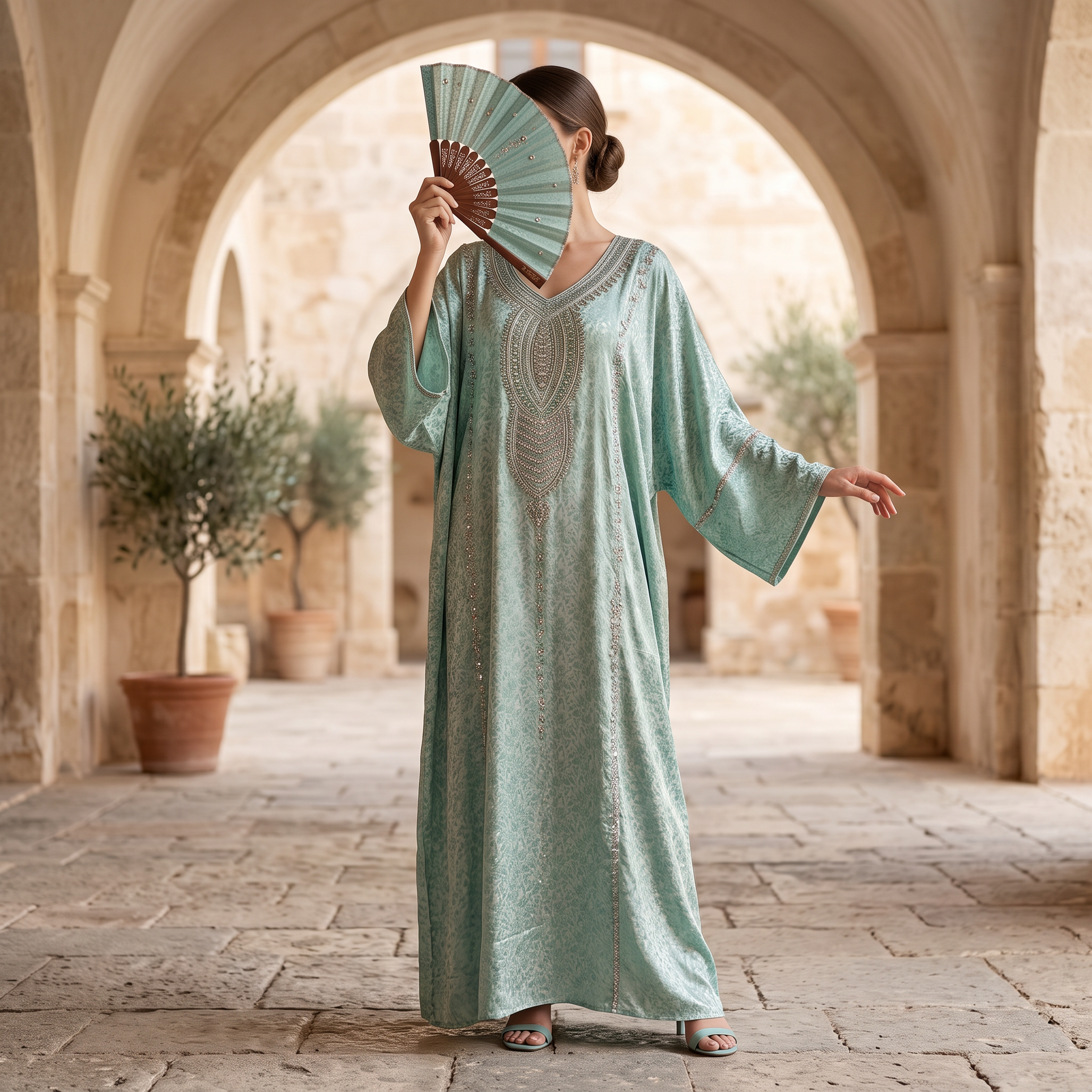 Free Size Elegant Silky Jacquard Kaftan Collection 5