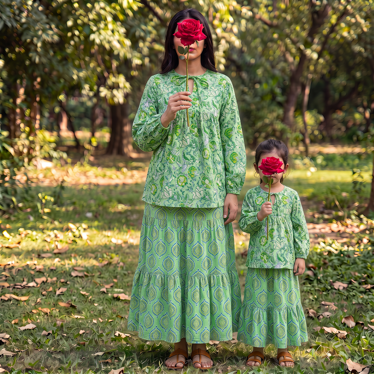Elegant Modest Top & Long Skirt Set 100% Premium Indian Cotton