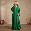 Silky Jacquard Kaftan Elegant Free-Size Luxury Abaya