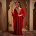 Free Size Royal Burgundy Velvet Crystal Kaftan – 60 Inches Length