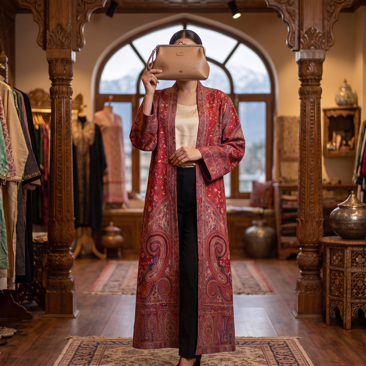 2XL-3XL Kashmiri woolen  long Jacket