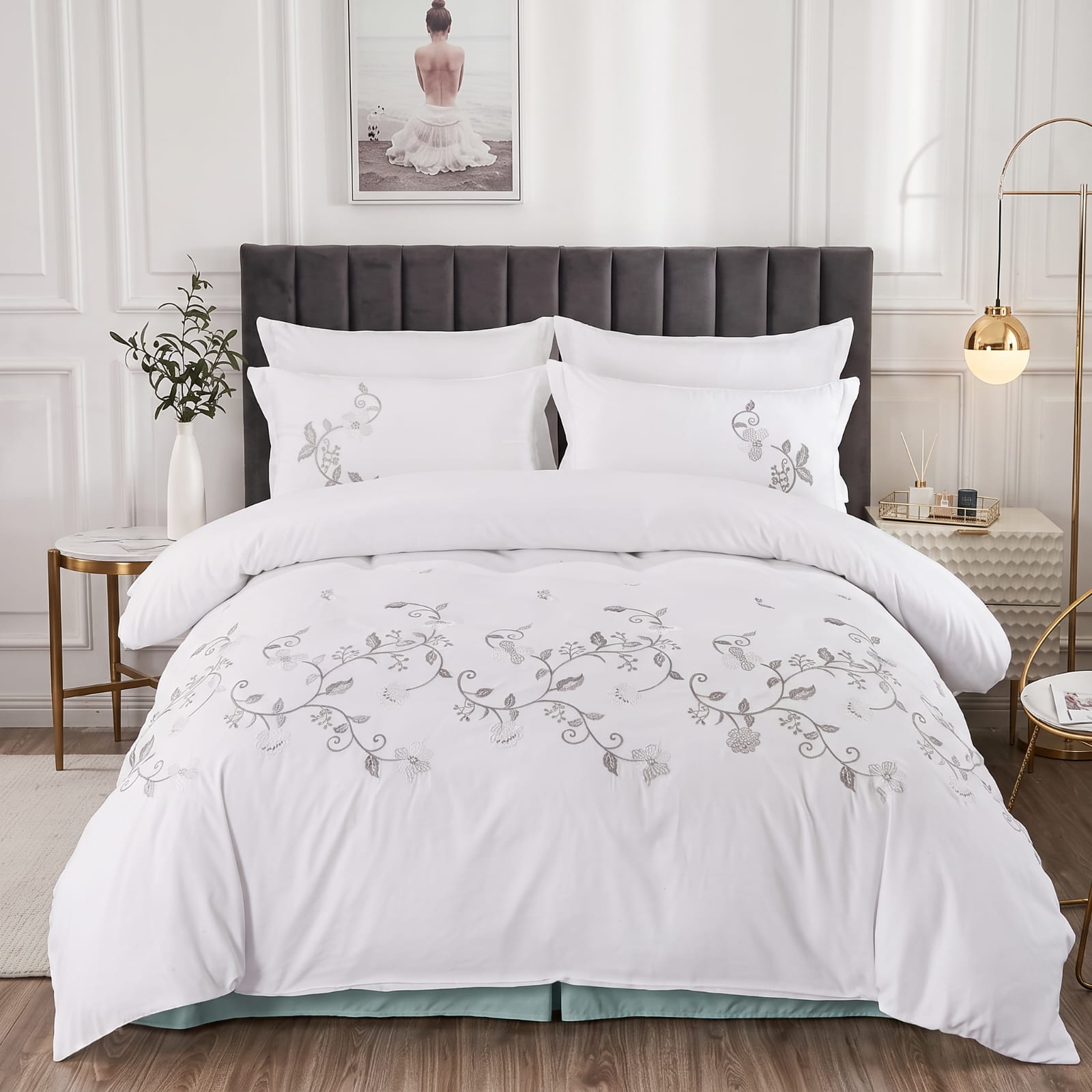 Premium Embroidered Duvet Set 6 Pcs