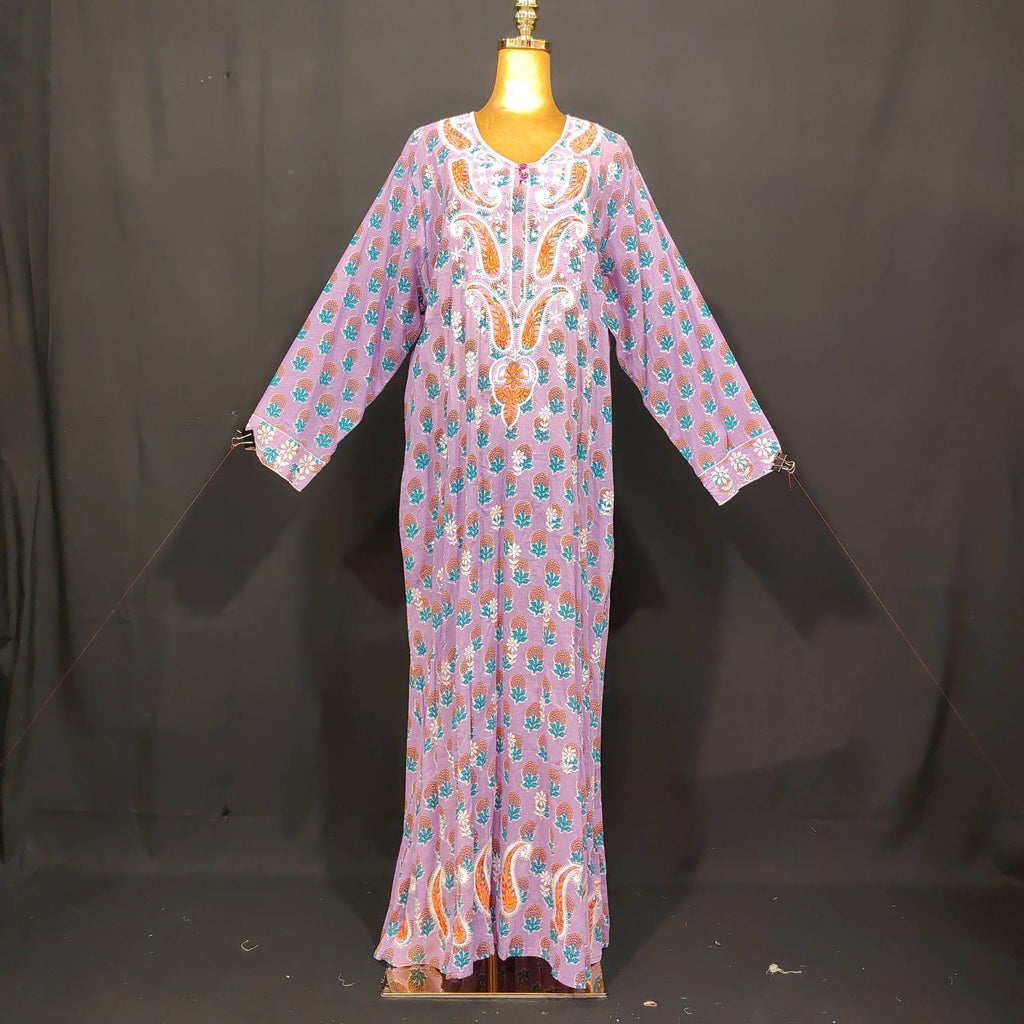 2XL-3XL Special Printed Cotton Dress 57" Long Jalabiya