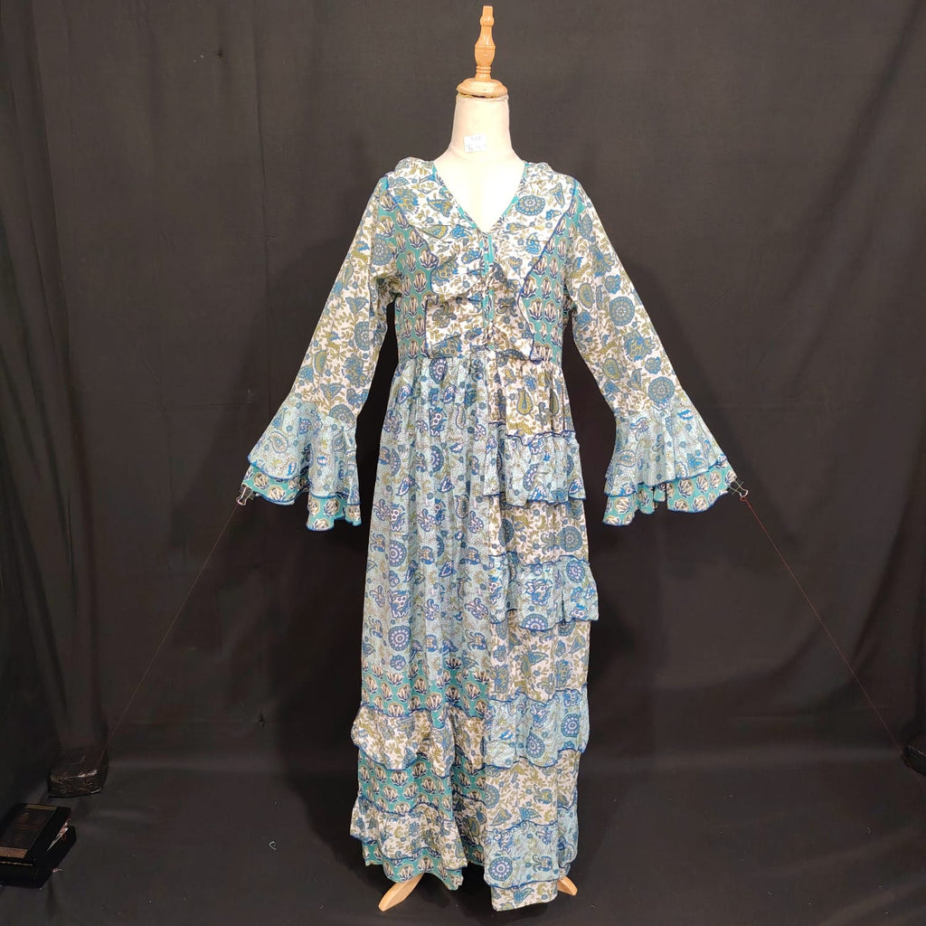 S/M Sabah Printed Cotton Dress 57" Long Jalabiya