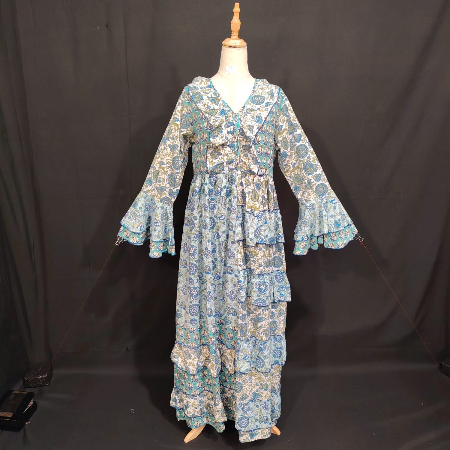 S/M Sabah Printed Cotton Dress 57" Long Jalabiya