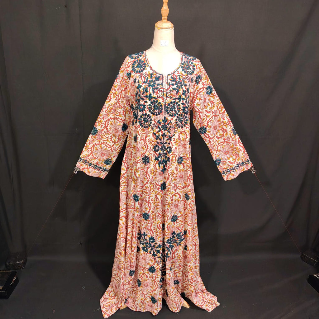 S/M Special Printed Cotton Dress 57" Long Jalabiya