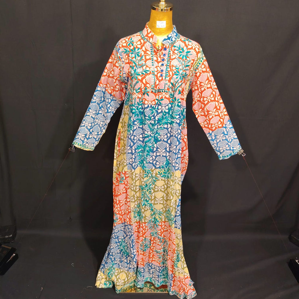 S/M Sofi Printed Cotton Dress 57" Long Jalabiya