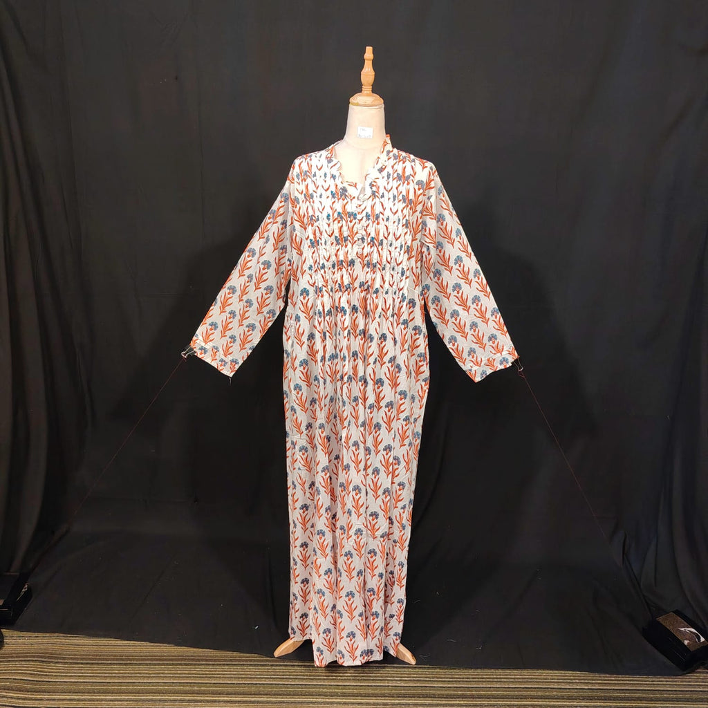 L-XL Sparrow Cotton Printed Dress 57" Long Jalabiya
