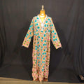 2XL-3XL Safa Printed Cotton Dress 57" Long Jalabiya