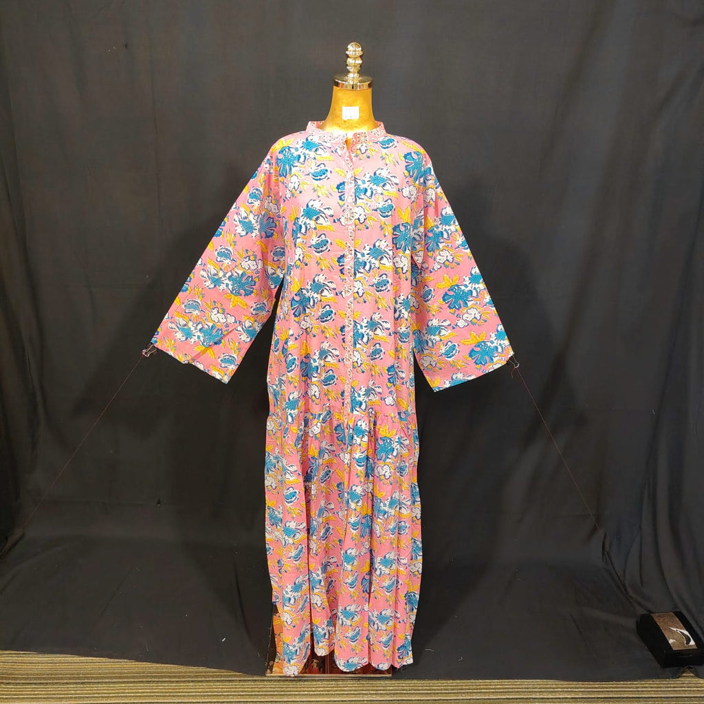 L-XL Safia Cotton Printed Dress 57" Long Jalabiya