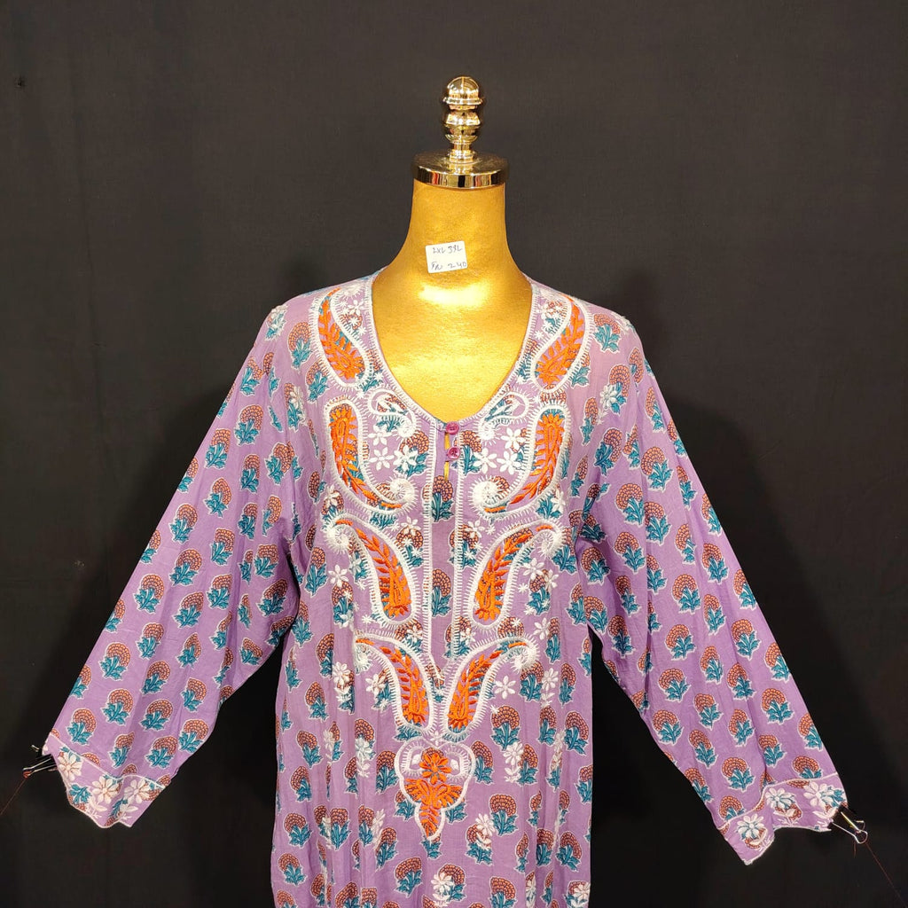 2XL-3XL Special Printed Cotton Dress 57" Long Jalabiya