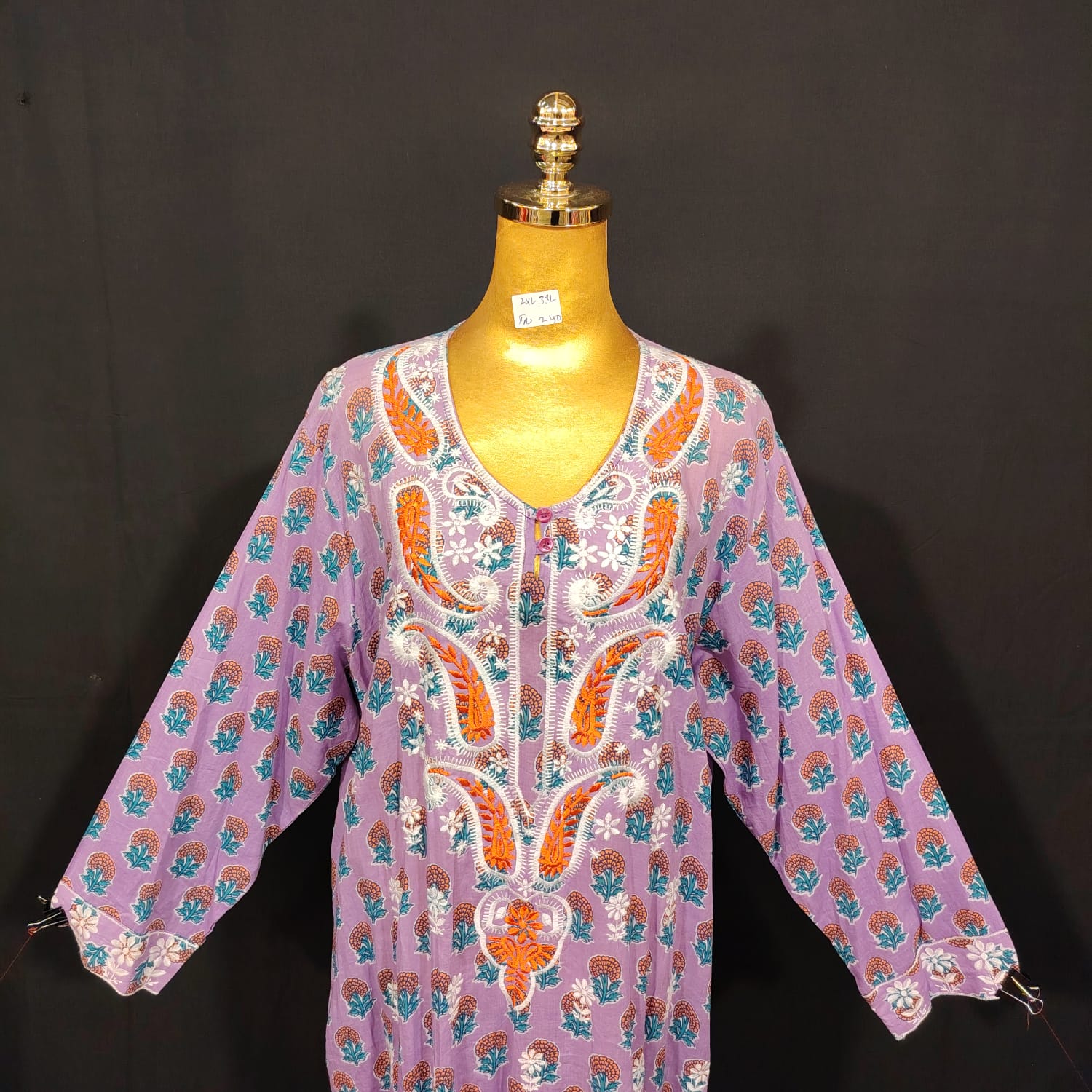 2XL-3XL Special Printed Cotton Dress 57" Long Jalabiya