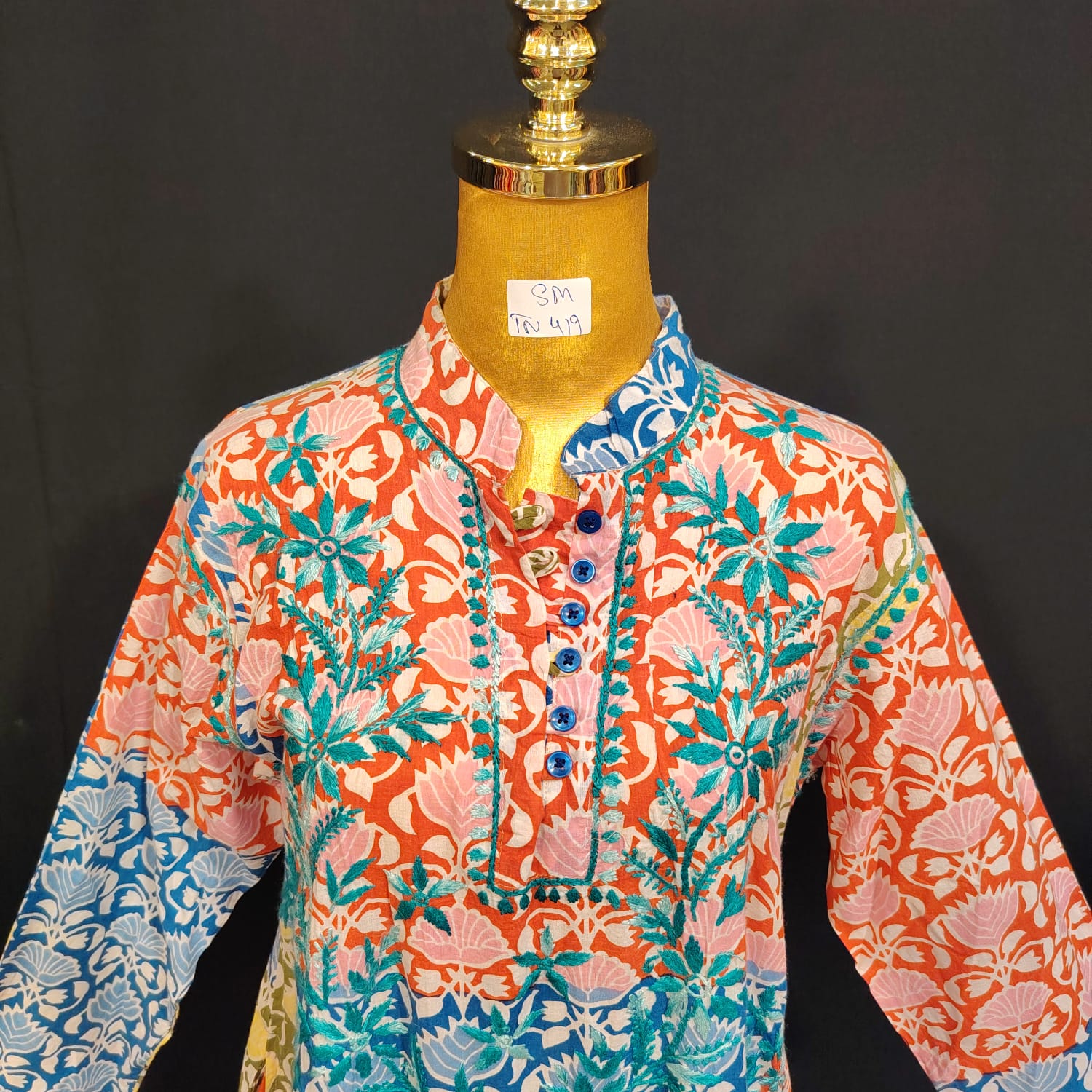 S/M Sofi Printed Cotton Dress 57" Long Jalabiya