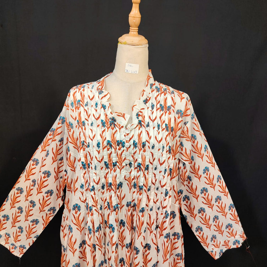 L-XL Sparrow Cotton Printed Dress 57" Long Jalabiya