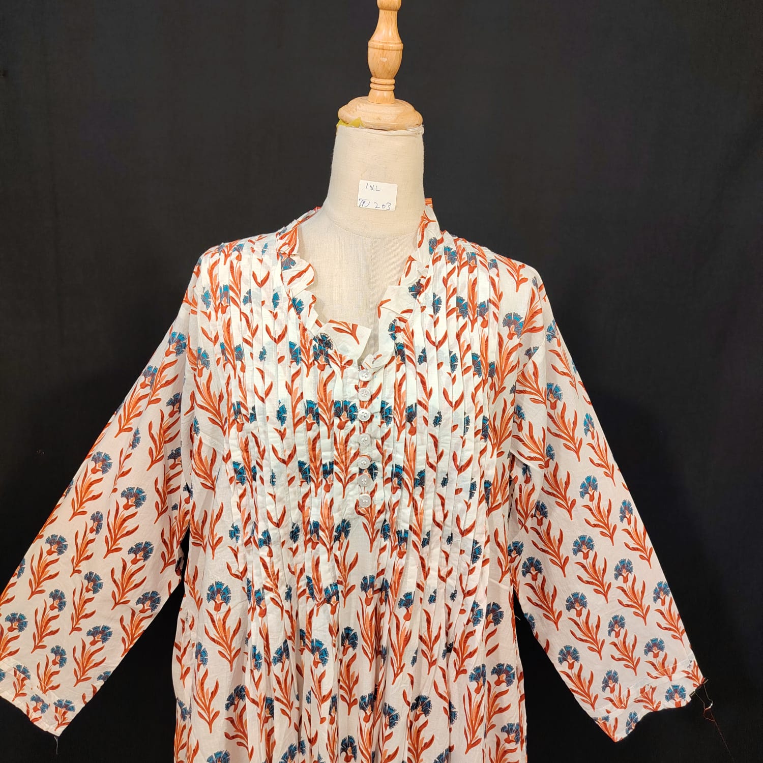 L-XL Sparrow Cotton Printed Dress 57" Long Jalabiya
