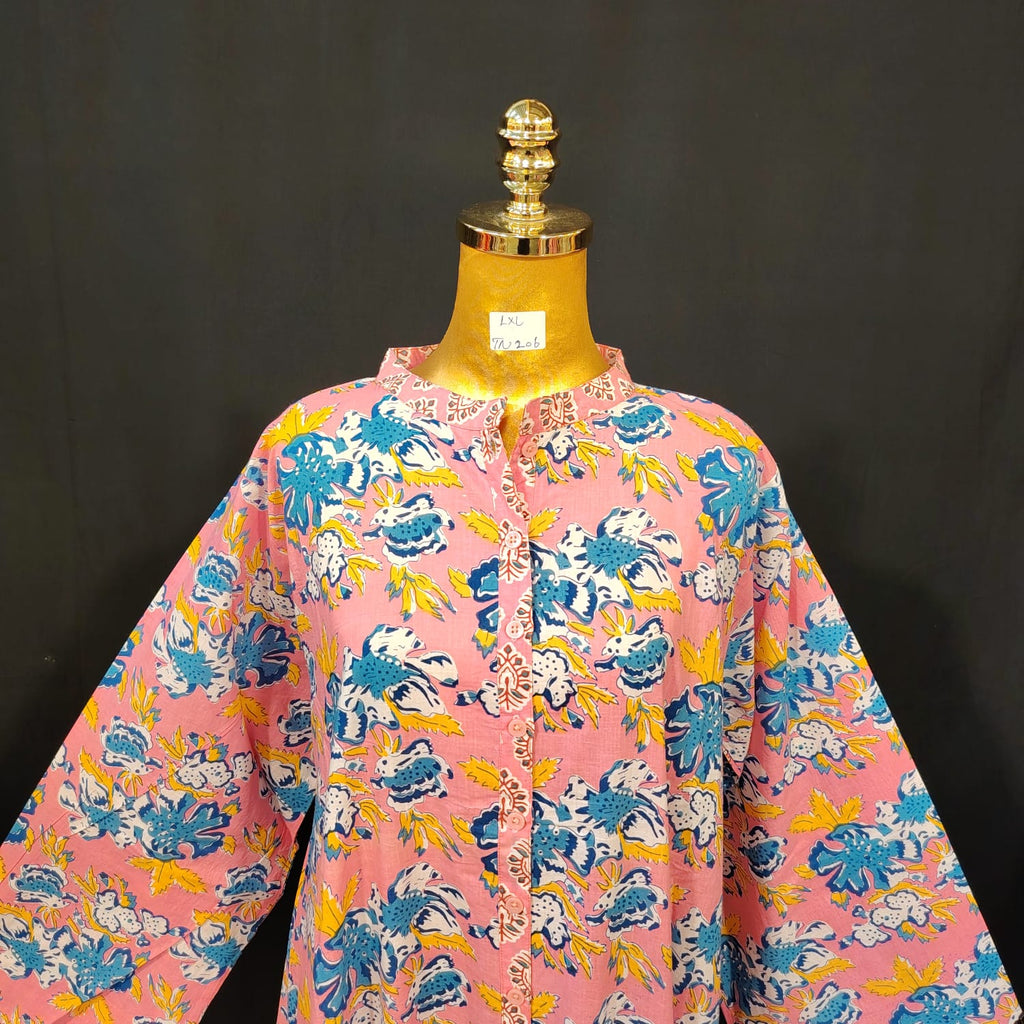L-XL Safia Cotton Printed Dress 57" Long Jalabiya