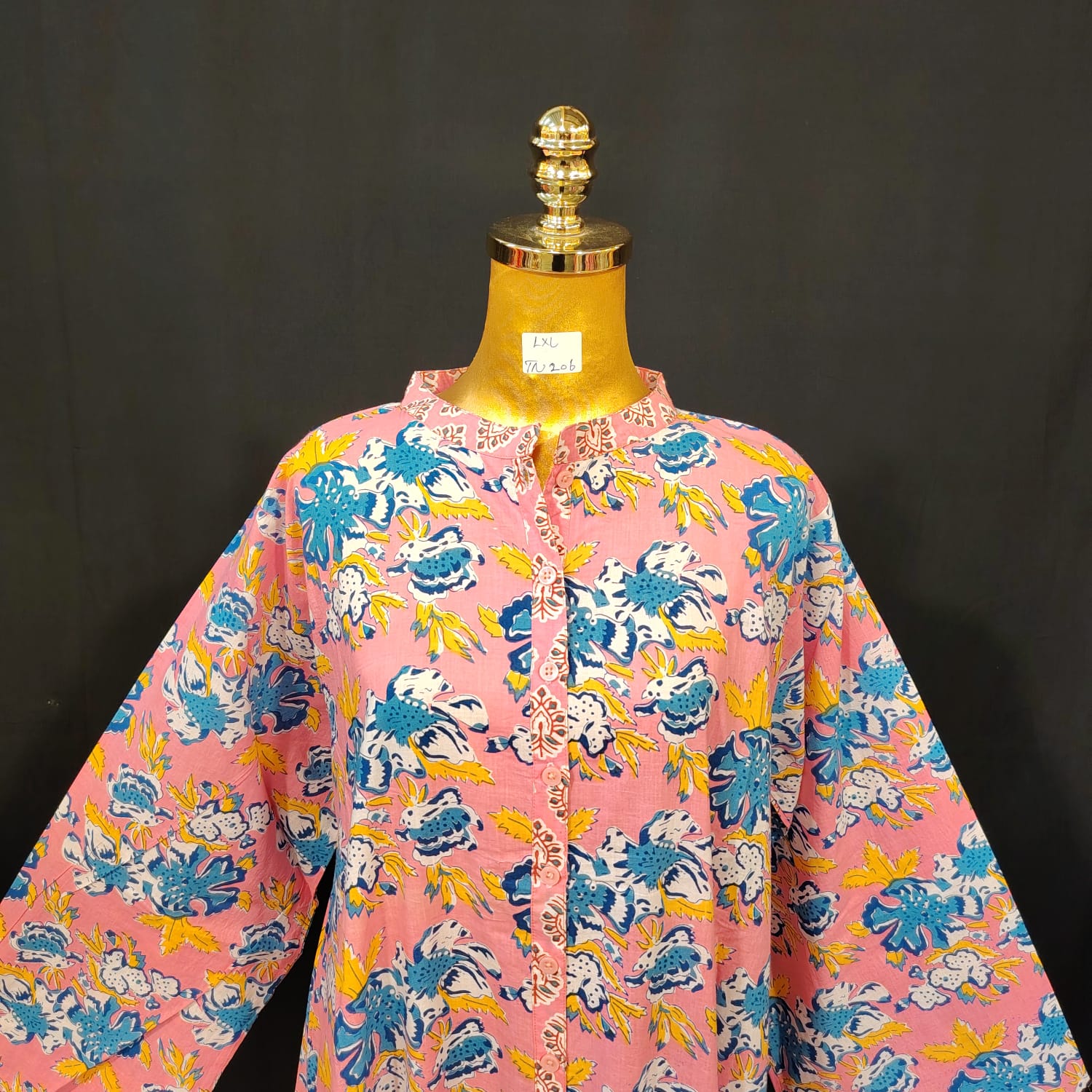 L-XL Safia Cotton Printed Dress 57" Long Jalabiya