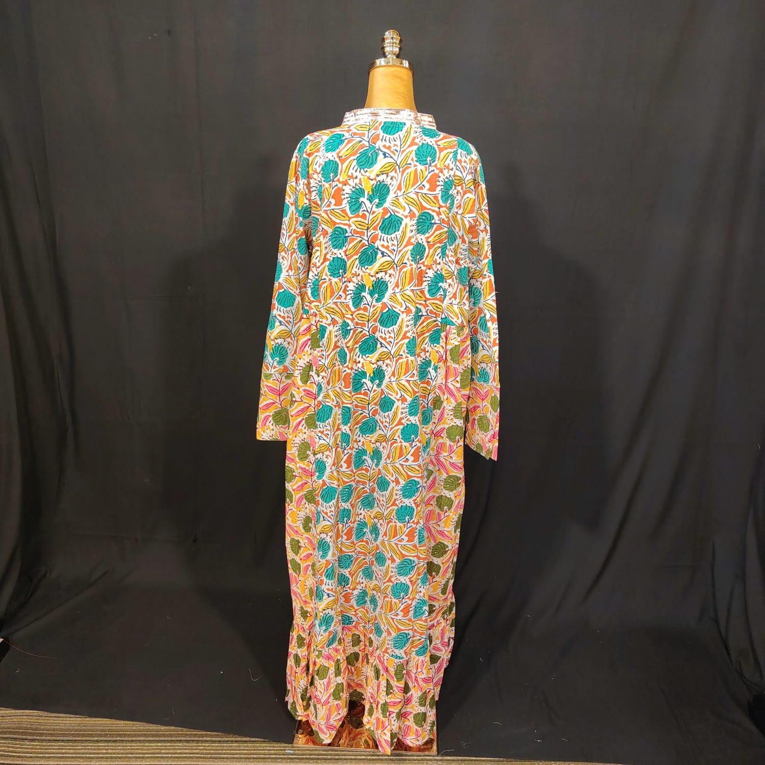 2XL-3XL Safa Printed Cotton Dress 57" Long Jalabiya