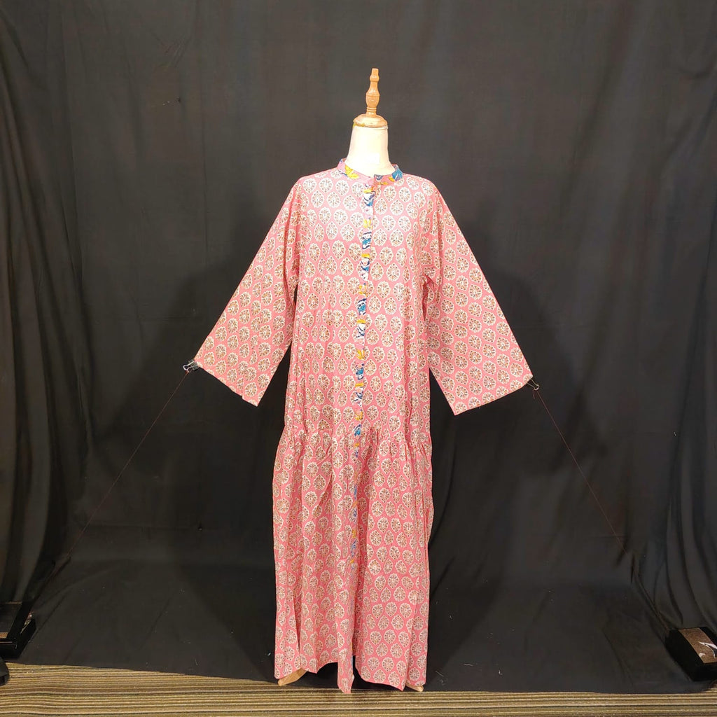 L-XL Safia Cotton Printed Dress 57" Long Jalabiya