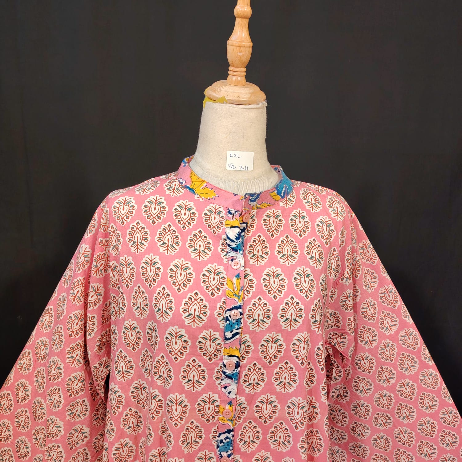 L-XL Safia Cotton Printed Dress 57" Long Jalabiya