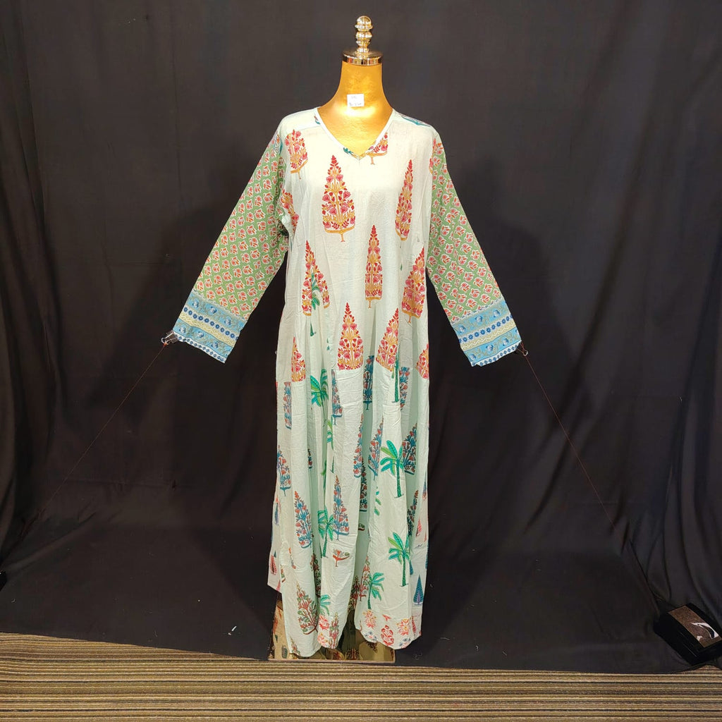 L-XL Special Cotton Printed Dress 57" Long Jalabiya