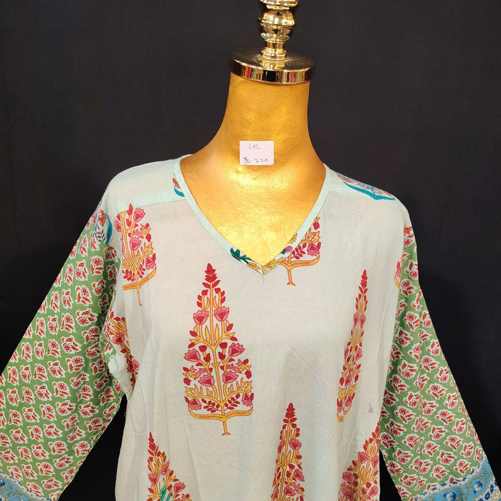 L-XL Special Cotton Printed Dress 57" Long Jalabiya