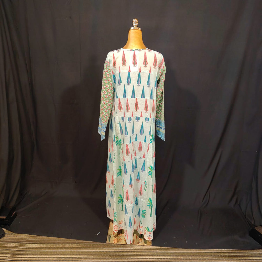 L-XL Special Cotton Printed Dress 57" Long Jalabiya