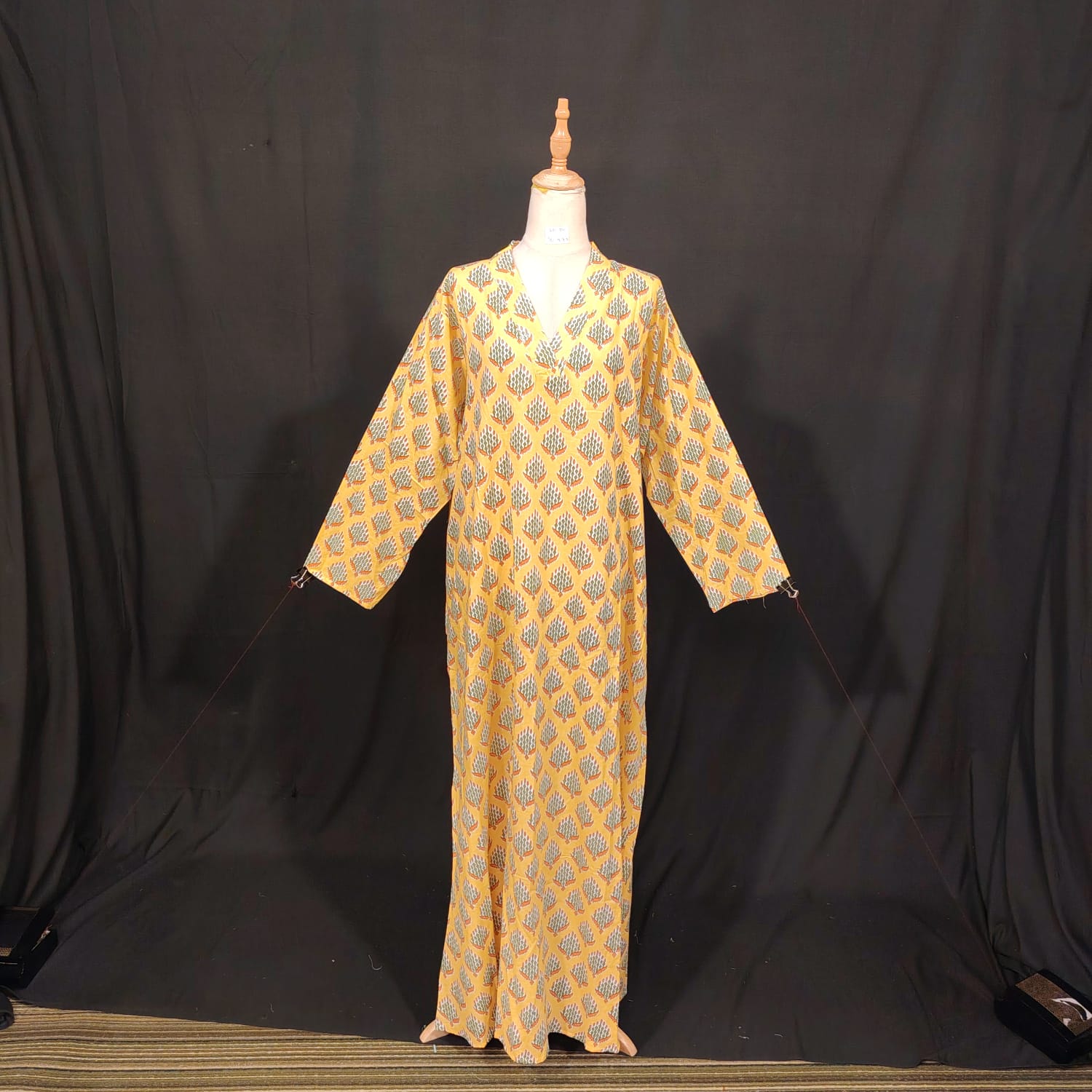 2XL-3XL Teena Printed Cotton Dress 57" Long Jalabiya