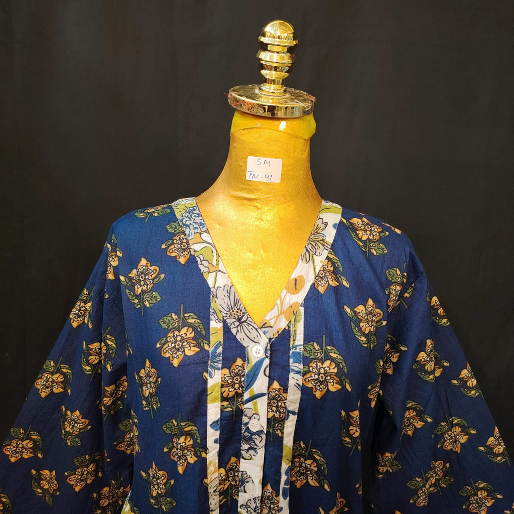S-M Tulip Cotton Printed Dress 57" Long Jalabiya