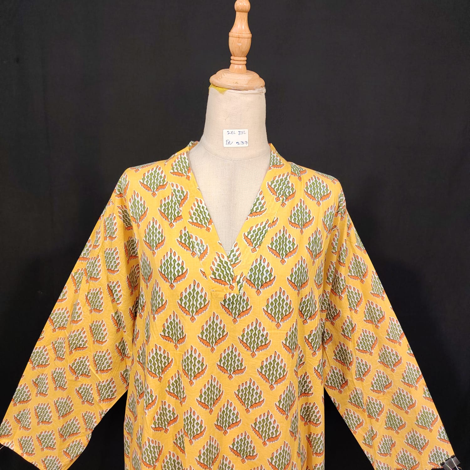 2XL-3XL Teena Printed Cotton Dress 57" Long Jalabiya