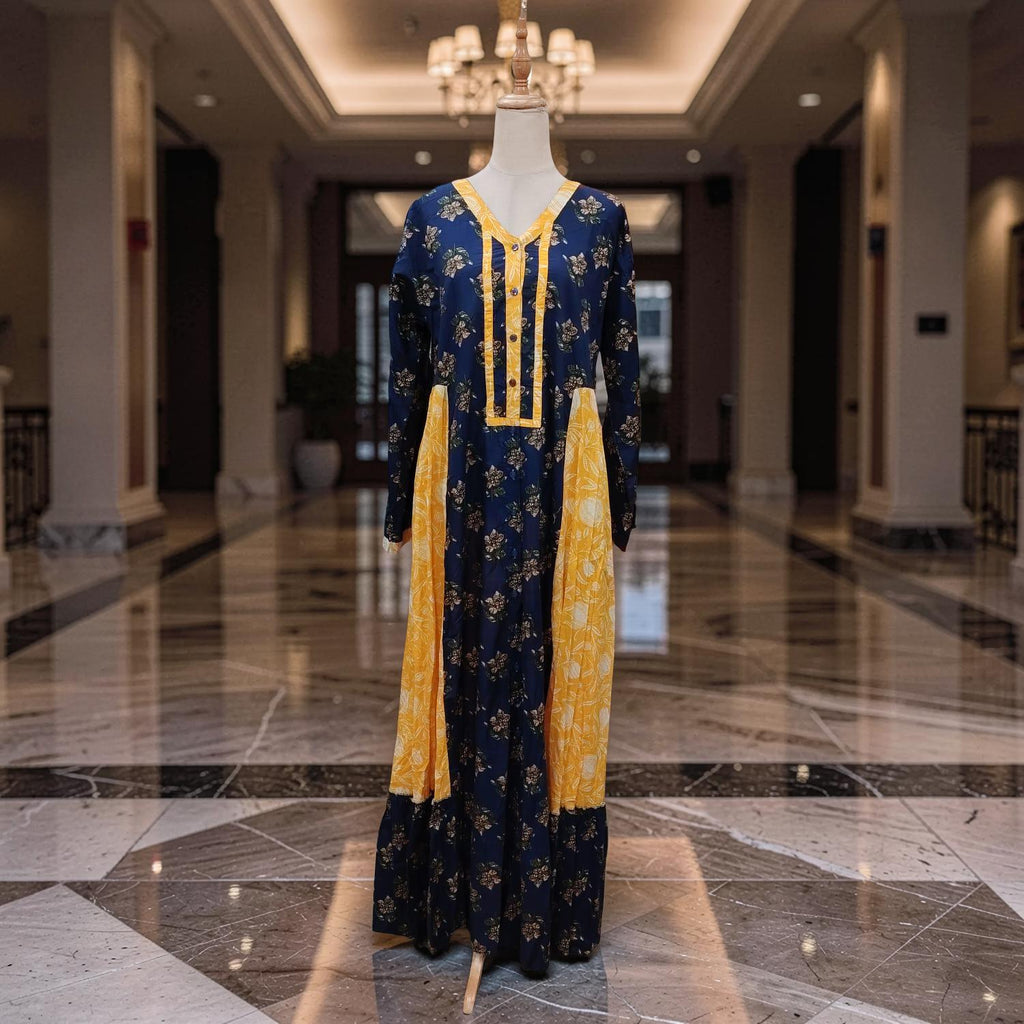 S/M TULIP Printed Cotton Dress 57" Long Jalabiya