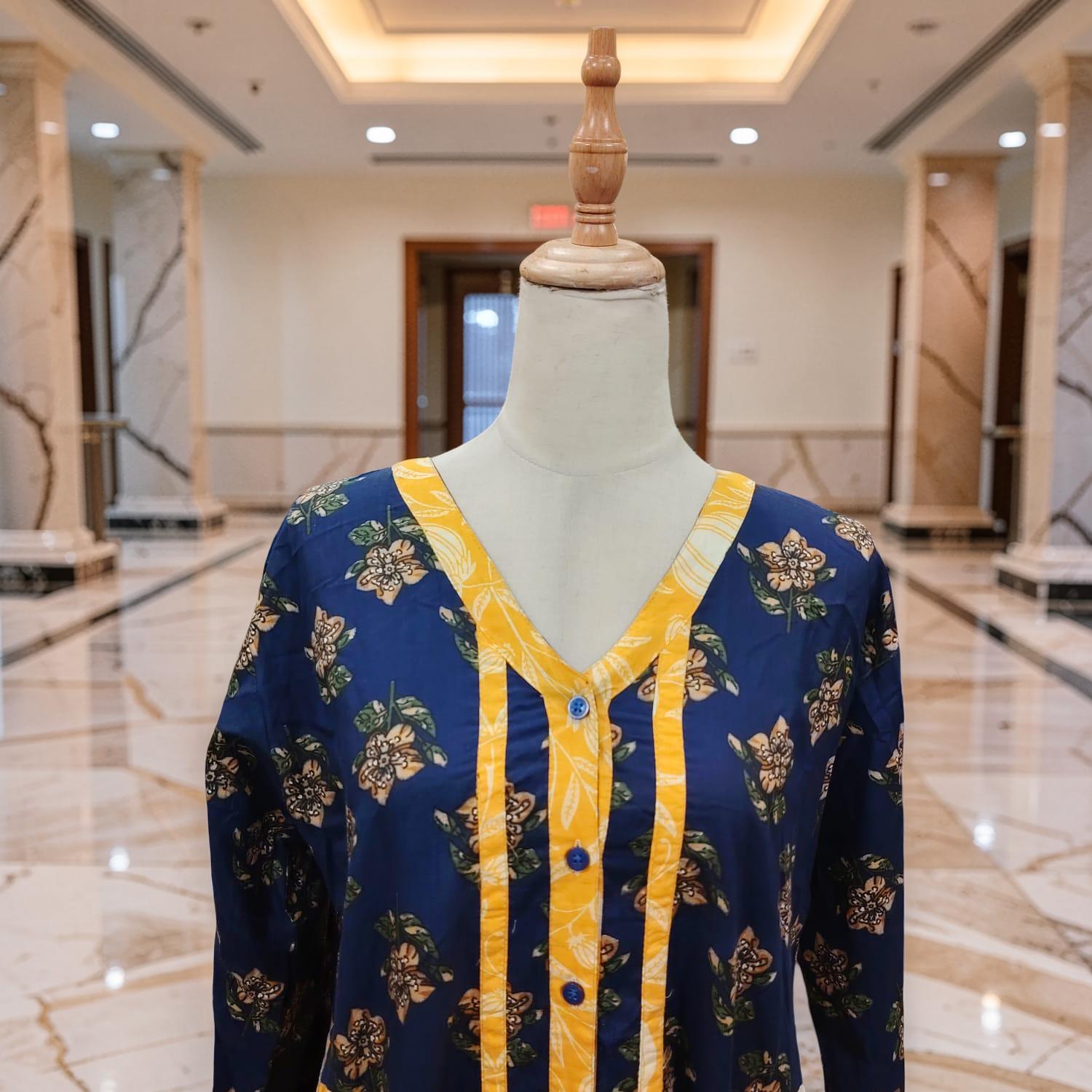 S/M TULIP Printed Cotton Dress 57" Long Jalabiya