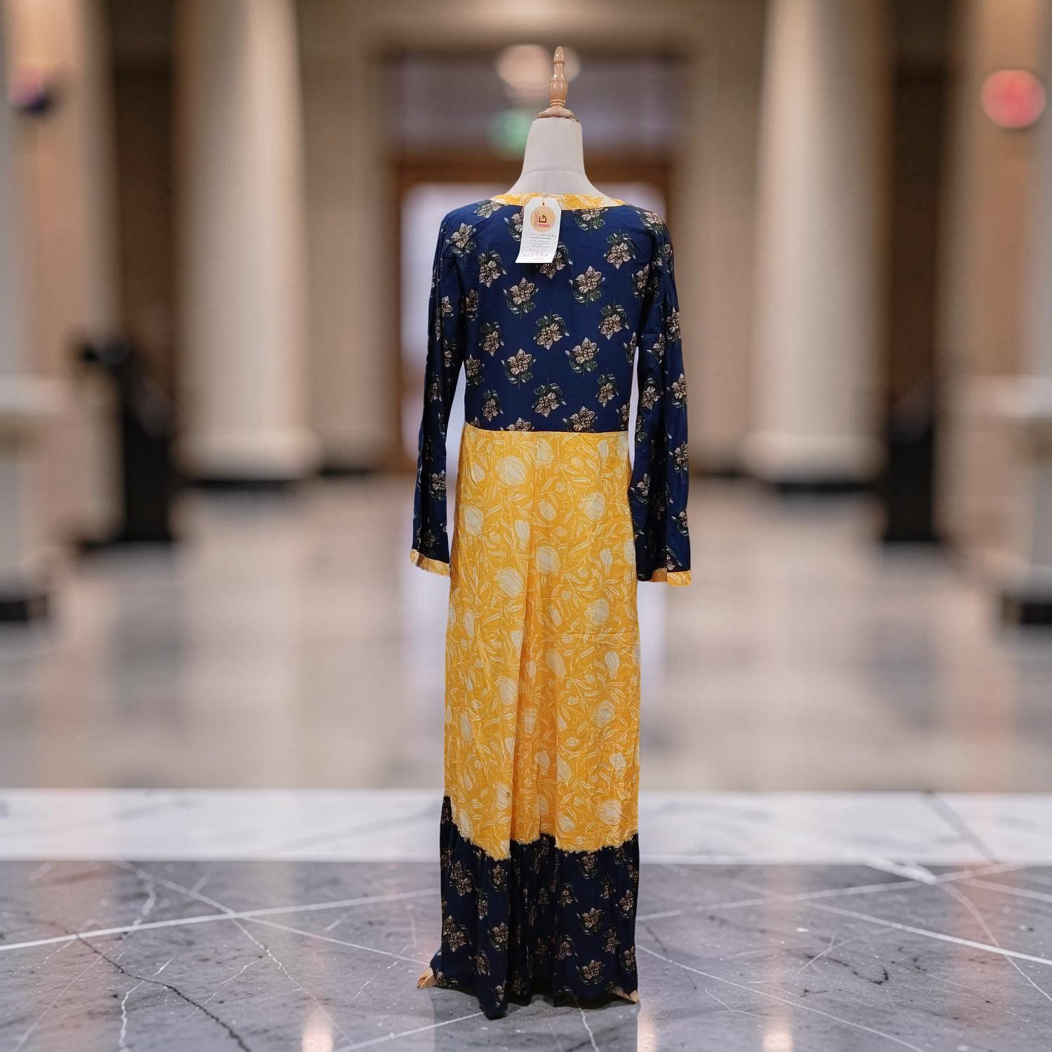 S/M TULIP Printed Cotton Dress 57" Long Jalabiya
