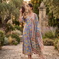 L-XL Priam Printed Cotton Dress 57" Long Jalabiya With Sheila RN 380