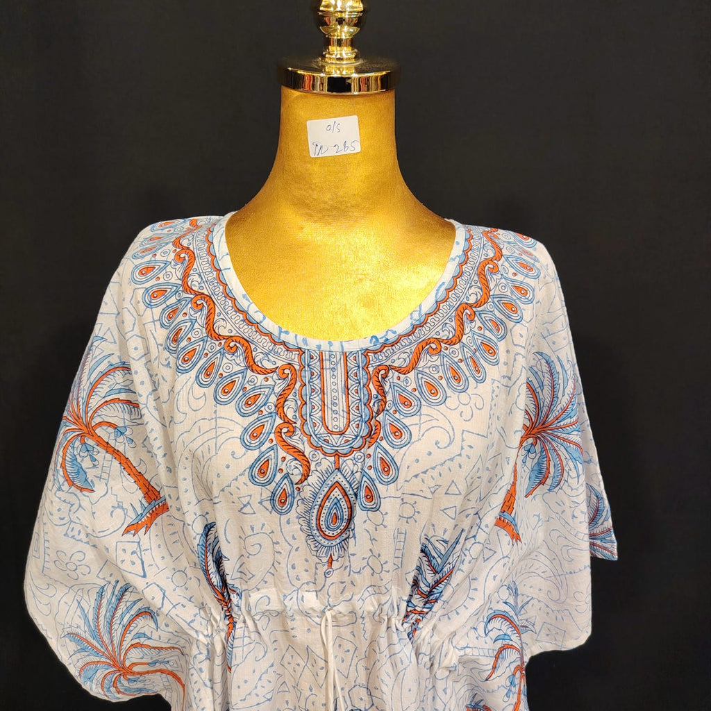 Free size Farasah Printed Cotton Dress 57" Long Jalabiya