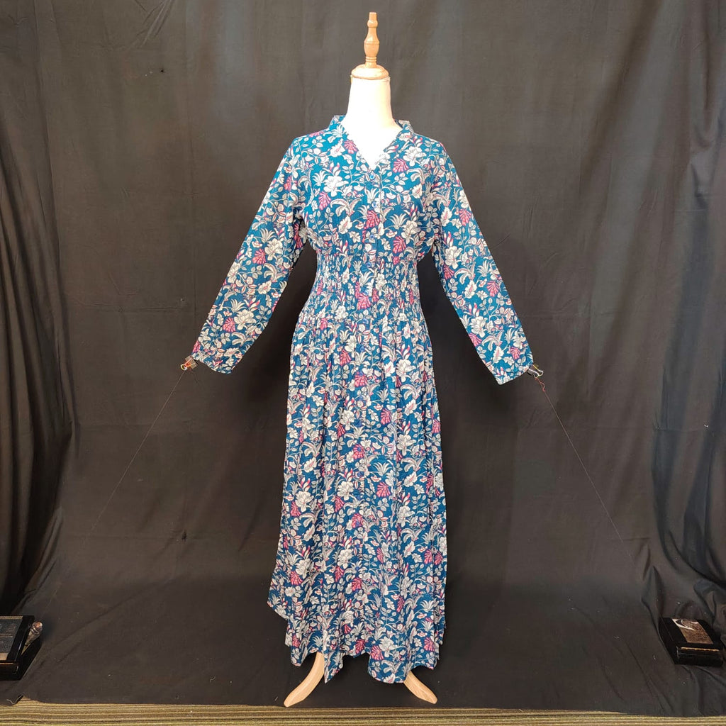 S-M Yuasa Cotton Printed Dress 57" Long Jalabiya