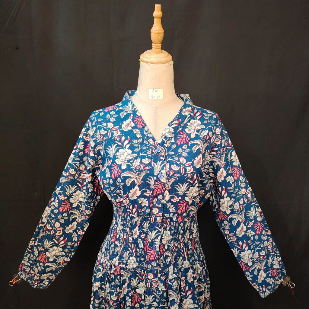 S-M Yuasa Cotton Printed Dress 57" Long Jalabiya