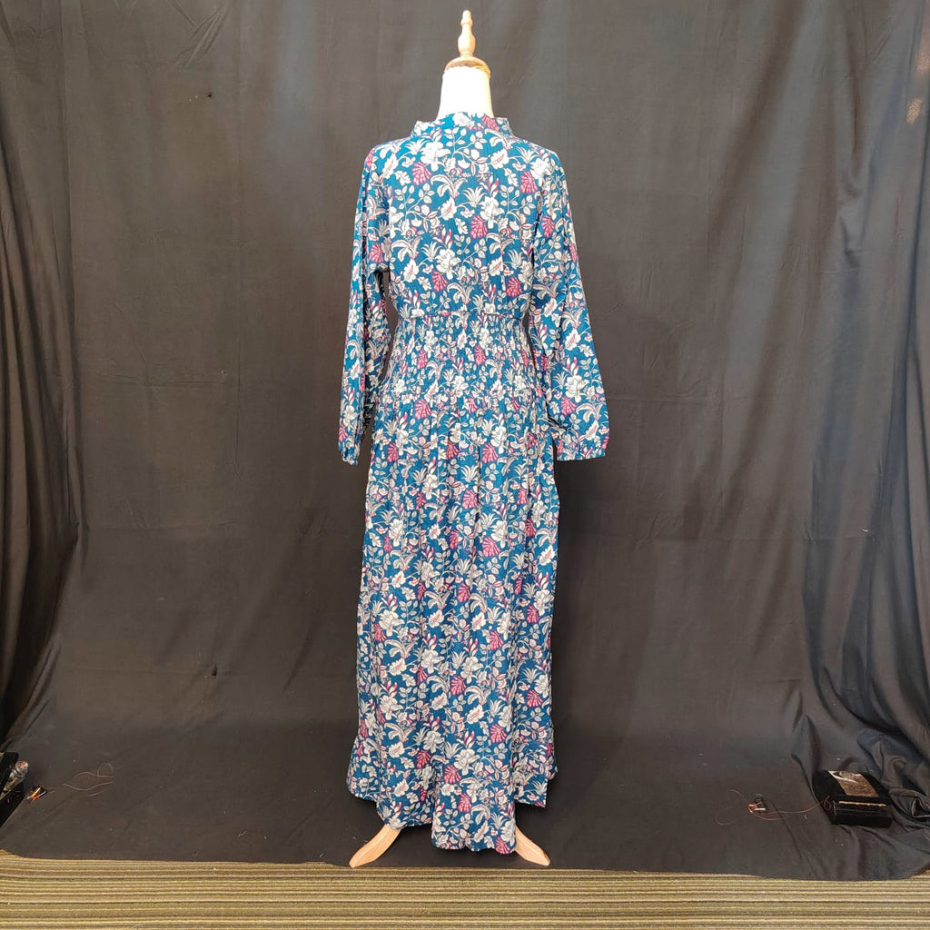 S-M Yuasa Cotton Printed Dress 57" Long Jalabiya