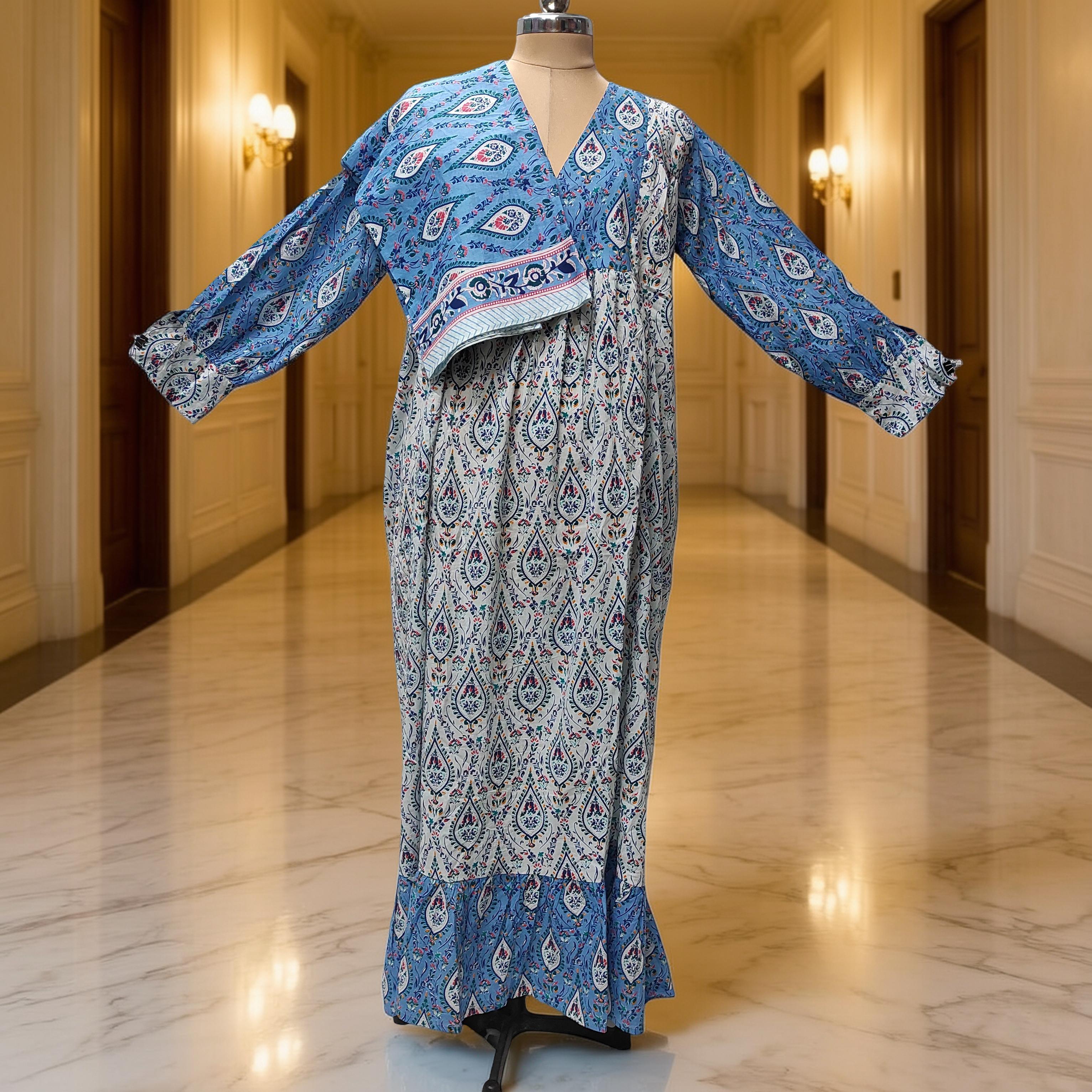 S-M Yamana With Sheila Printed Cotton Dress 57" Long Jalabiya