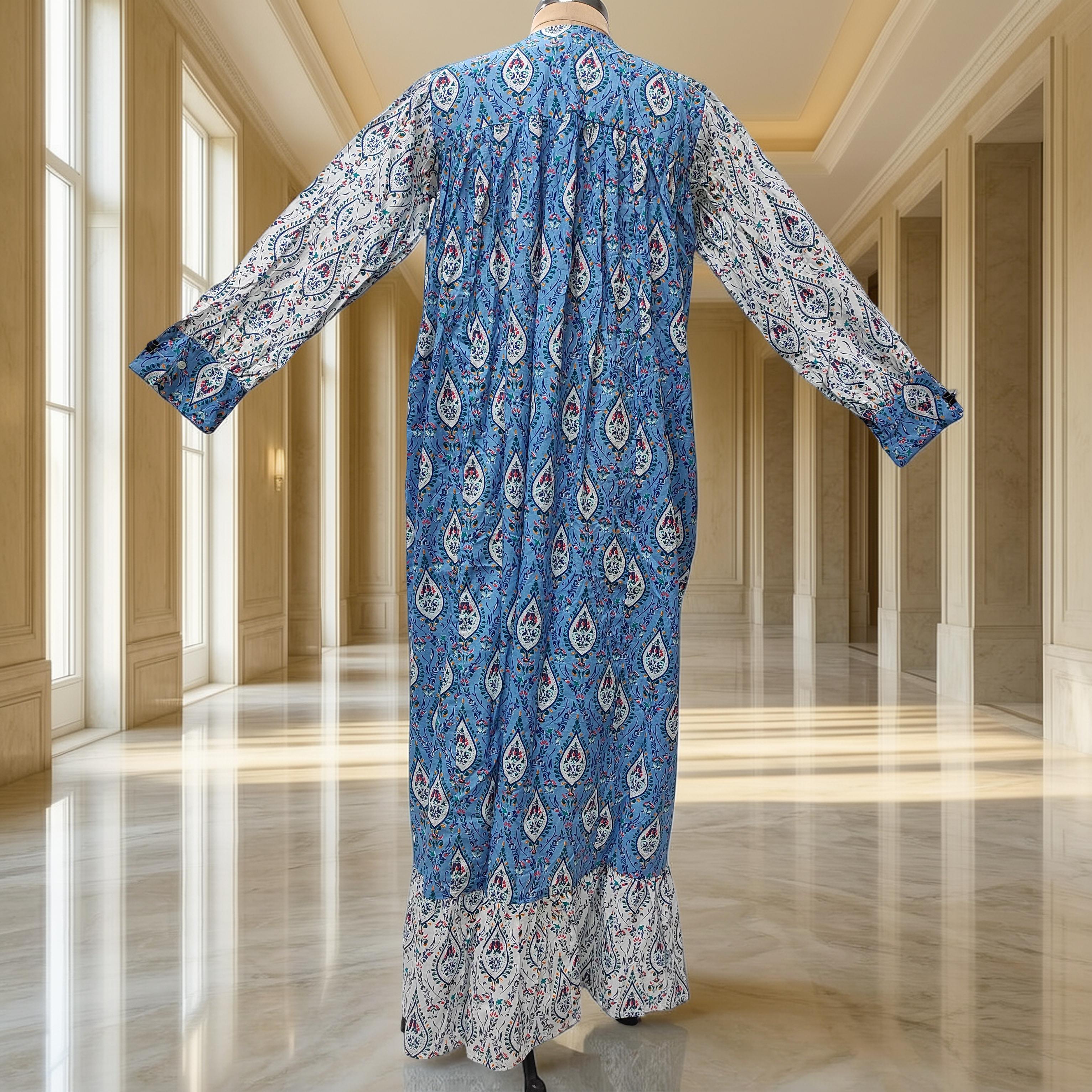 S-M Yamana With Sheila Printed Cotton Dress 57" Long Jalabiya