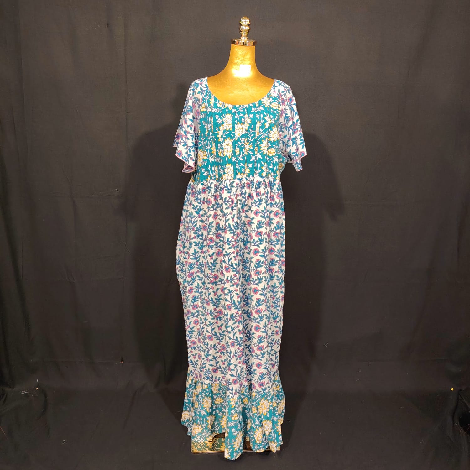 2XL-3XL Zeba Printed Cotton Dress 57" Long Jalabiya