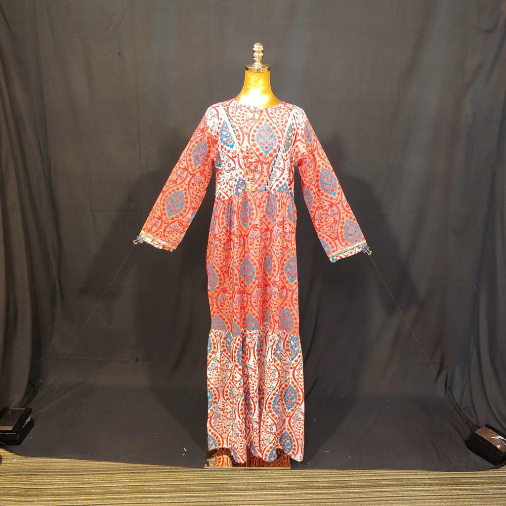L-XL Zahida Cotton Printed Dress 57" Long Jalabiya